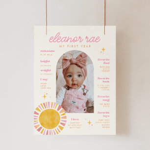 Boho Sun eerste verjaardag mijlpaal teken Poster
