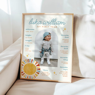 Boho Sun eerste verjaardag mijlpaal teken Poster