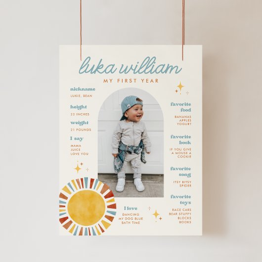 Boho Sun eerste verjaardag mijlpaal teken Poster