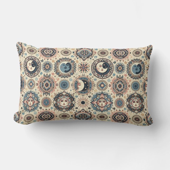 Boho Sun en Moon Kussen (Voorkant)