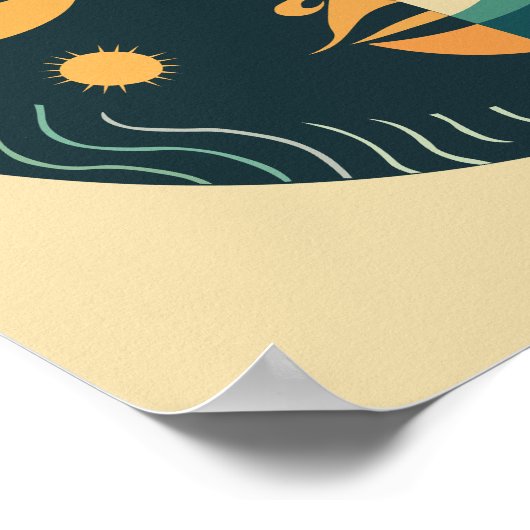 Boho Sun en Moon Wall Art Poster (Hoek)