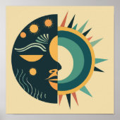 Boho Sun en Moon Wall Art Poster (Voorkant)