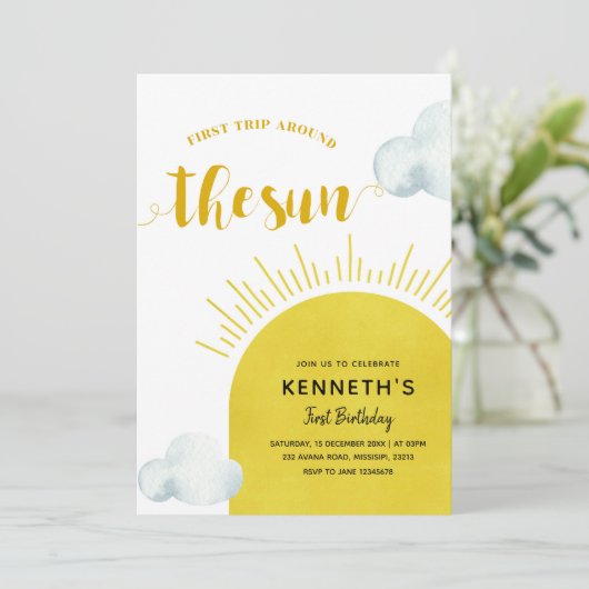 Boho Sun First Birthday Invitation Kaart (Staand voorkant)