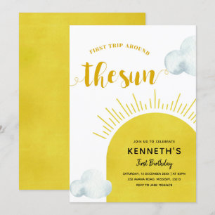 Boho Sun First Birthday Invitation Kaart