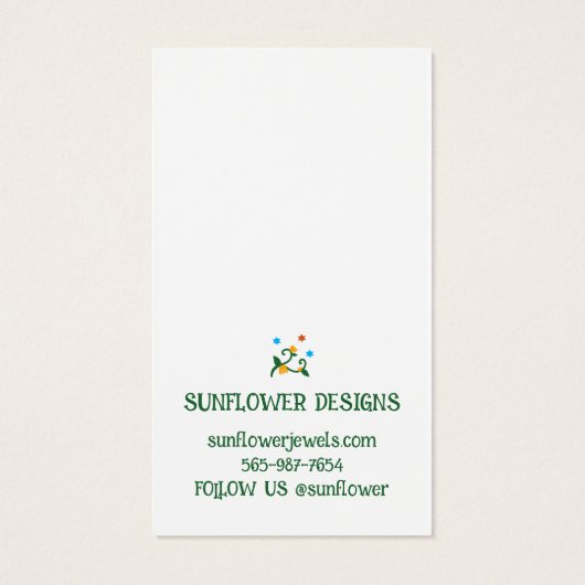 BOHO SUN Flowers Oorbel Sieraden Display Kaart (Achterkant)