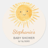 Boho Sun Genderneutraal Baby shower Ronde Sticker (Voorkant)