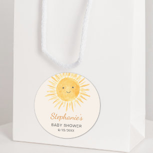 Boho Sun Genderneutraal Baby shower Ronde Sticker
