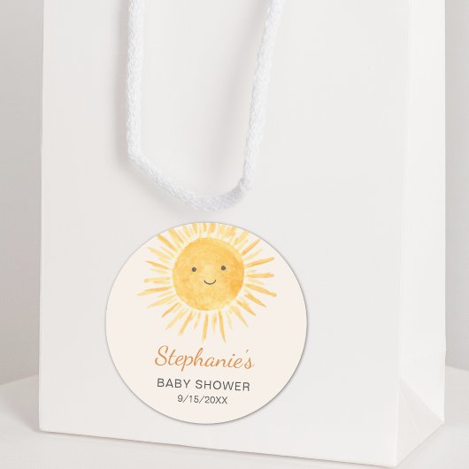 Boho Sun Genderneutraal Baby shower Ronde Sticker