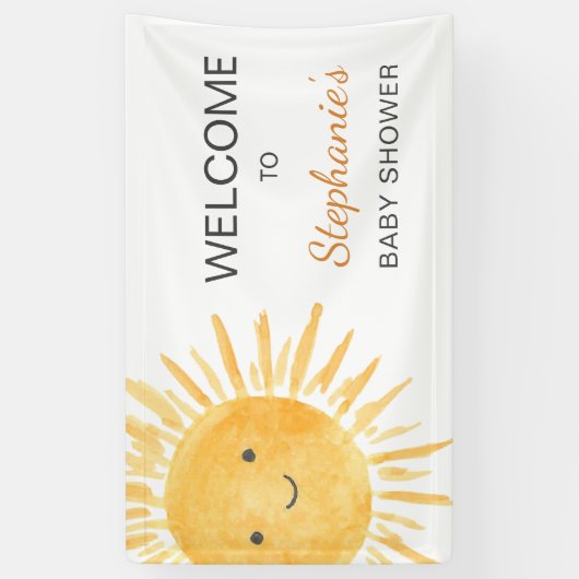 Boho Sun Genderneutraal Baby shower Welkom Spandoek (Verticaal)