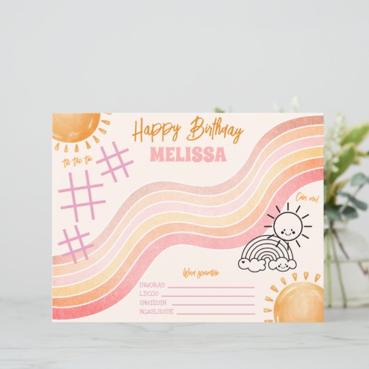 Boho Sun Girls Coloring Activity Page (Staand voorkant)