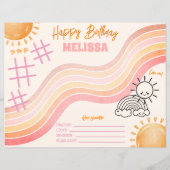 Boho Sun Girls Coloring Activity Page (Voorkant)