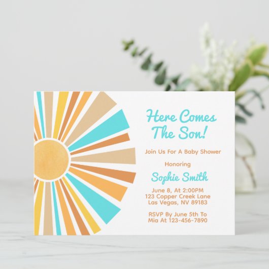 Boho Sun, Here Comes The Son, Blue Orange Rainbow Kaart (Staand voorkant)