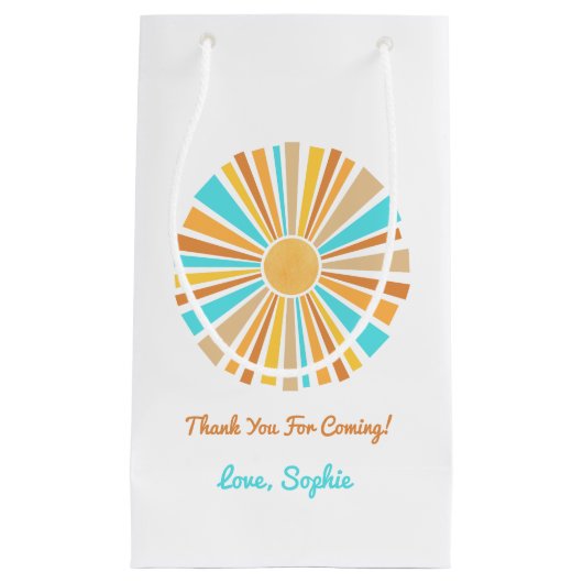 Boho Sun, Here Comes The Son, Retro Rainbow Klein Cadeauzakje (Voorkant)