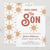 Boho Sun hier komt het Son baby shower Kaart (Voorkant / Achterkant)