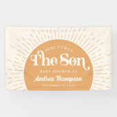 Boho Sun Hier komt het Son Baby shower Spandoek (Horizontaal)