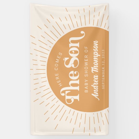 Boho Sun Hier komt het Son Baby shower Spandoek (Verticaal)