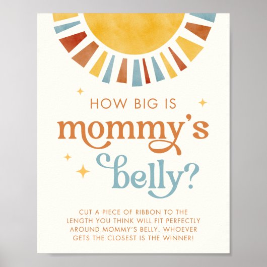 Boho Sun Hoe groot is mama's buik spel teken Poster (Voorkant)