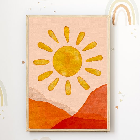 Boho Sun Kids kamer poster Cute Nursery Print