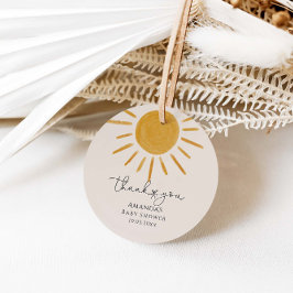 Boho Sun Minimalistisch Baby shower Bedankjes Labels