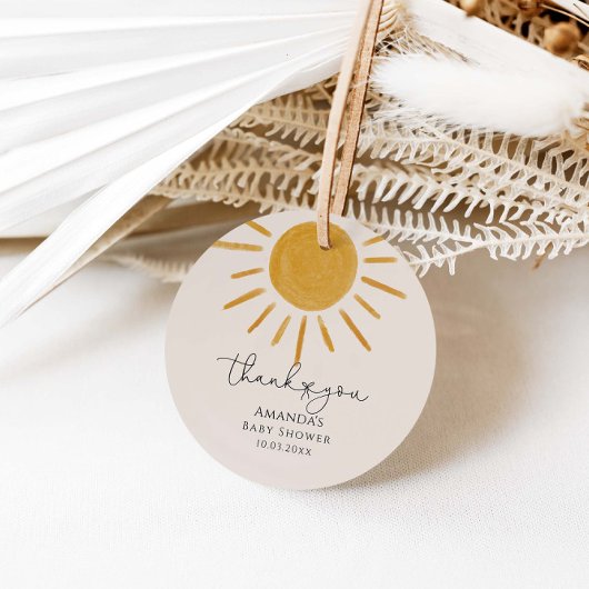 Boho Sun Minimalistisch Baby shower Bedankjes Labels