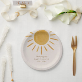 Boho Sun Minimalistisch Baby shower Papieren Bordje