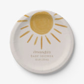 Boho Sun Minimalistisch Baby shower Papieren Bordje (Voorkant)