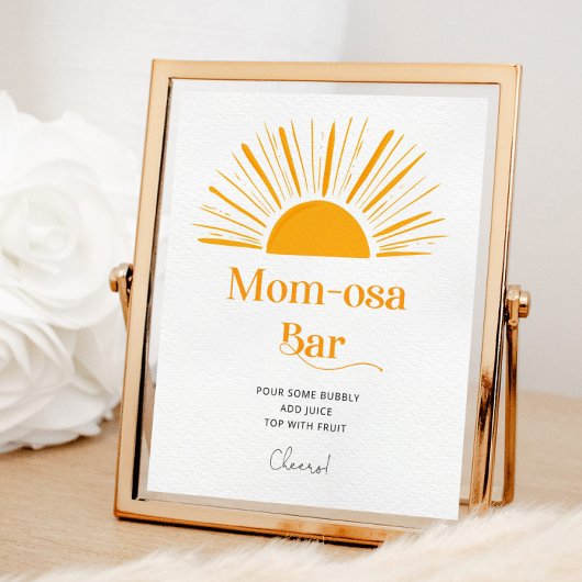 Boho sun momosa bar baby shower poster