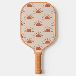 Boho Sun Monogrammed Initialen Bruin Roze Gestreep Pickleball Paddle