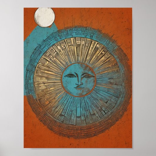 Boho Sun Moon Afdrukbare Wall Art Poster (Voorkant)