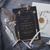 Boho Sun Moon Astronomy Budget QR Code Wedding Kaart