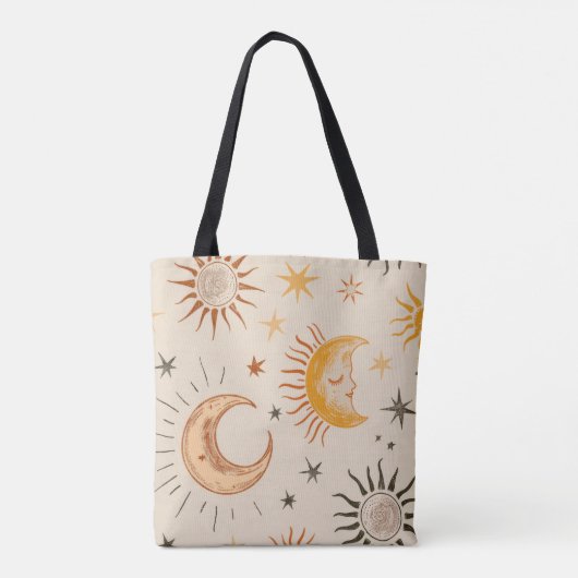 Boho Sun & Moon Canvas tas – Celestial (Achterkant)