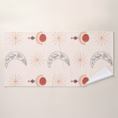 Boho Sun moon decoratieve lijnkunst abstracte vorm Badhanddoek (Badhanddoek)