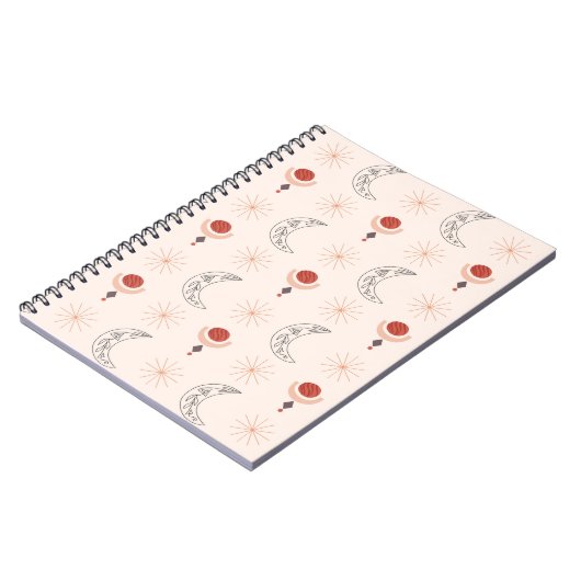 Boho Sun moon decoratieve lijnkunst abstracte vorm Notitieboek (Linkerzijde)