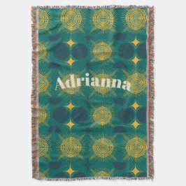 Boho Sun Moon Stars Baby Blauwgroen geel gepersona Deken