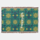 Boho Sun Moon Stars Baby Blauwgroen geel gepersona Deken (Voorkant)