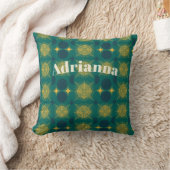 Boho Sun Moon Stars Baby Blauwgroen geel gepersona Kussen (Deken)