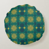 Boho Sun Moon Stars Baby Blauwgroen geel gepersona Rond Kussen (Achterkant)