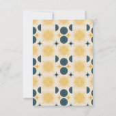 Boho Sun Moon Stars Blauw Geel Baby shower Bedankkaart (Achterkant)