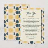 Boho Sun Moon Stars Blauw Geel Baby shower Bedankkaart (Voorkant / Achterkant)
