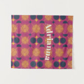 Boho Sun Moon Stars Roze Blauw Geel Wandkleed (Voorkant (horizontaal))