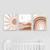 Boho Sun Mountain Regenboog Speelkamer Decor Muurkunst Sets