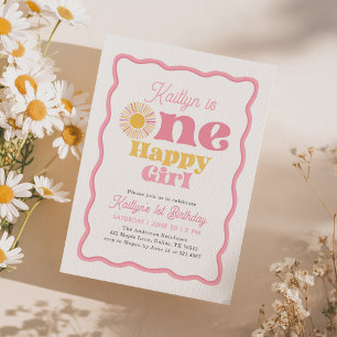 Boho Sun One Happy Girl 1e Verjaardag Kaart