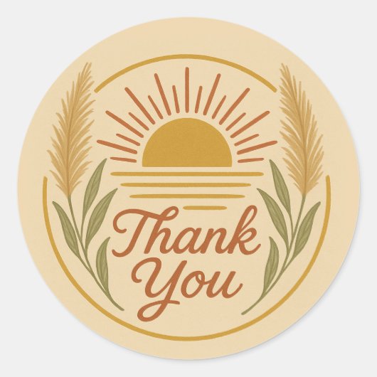 Boho Sun Pampas Gras Bedankt Sticker (Voorkant)