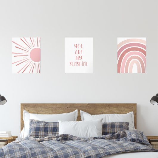 Boho Sun Quote Rainbow Kinder kamer Muurkunst Sets (Slaapkamer)