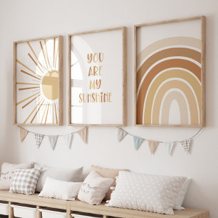Boho Sun Quote Rainbow Kinder kamer Muurkunst Sets