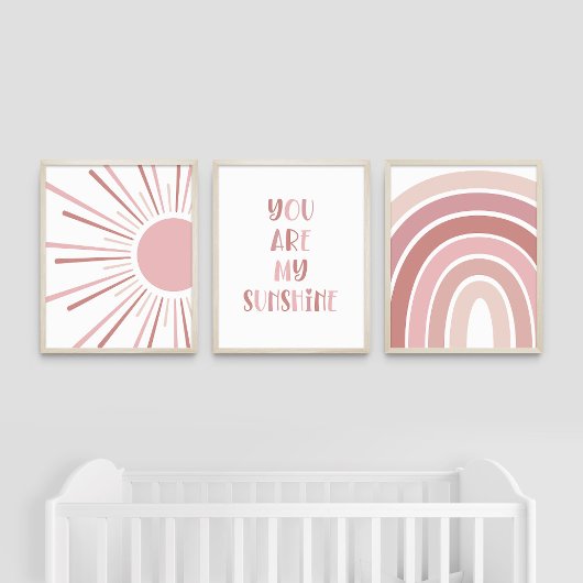 Boho Sun Quote Rainbow Kinder kamer Muurkunst Sets