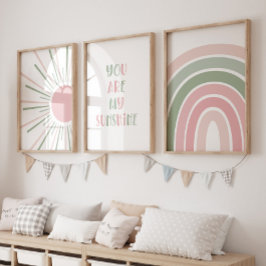 Boho Sun Quote Rainbow Kinder kamer Muurkunst Sets