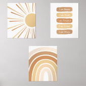 Boho Sun Rainbow Aangepaste naam Kinder Bevestigin Muurkunst Sets (Voorkant)