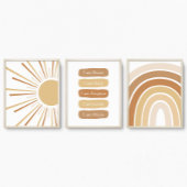 Boho Sun Rainbow Aangepaste naam Kinder Bevestigin Muurkunst Sets