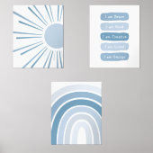 Boho Sun Rainbow Aangepaste naam Kinder Bevestigin Muurkunst Sets (Voorkant)